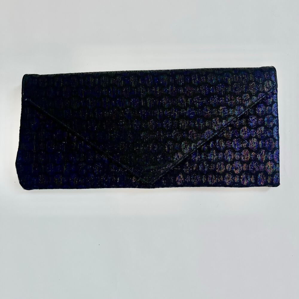 CLUTCH WOMENS LATE 2000'S ENVELOPE IRIDESCENT GLITTER  EVENING COCKTAIL BAG